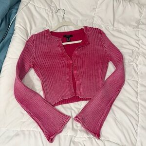 Forever 21 Fuchsia Ribbed Cardigan